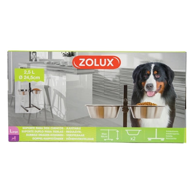 Zolux Futterständer Mit Futter- Und Wasserbecken, Verstellbar, Edelstahl