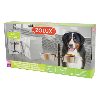 Zolux Futterständer Mit Futter- Und Wasserbecken, Verstellbar, Edelstahl