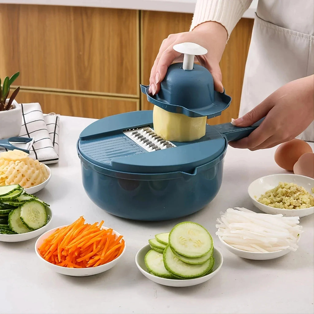 9-in-1 Gemüseschneider mit Abtropfkorb