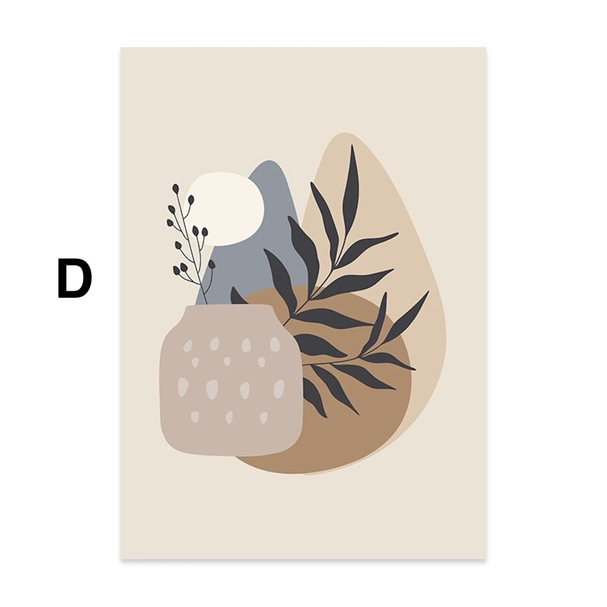 Boho-style potted plant poster as a decorative print, unframed